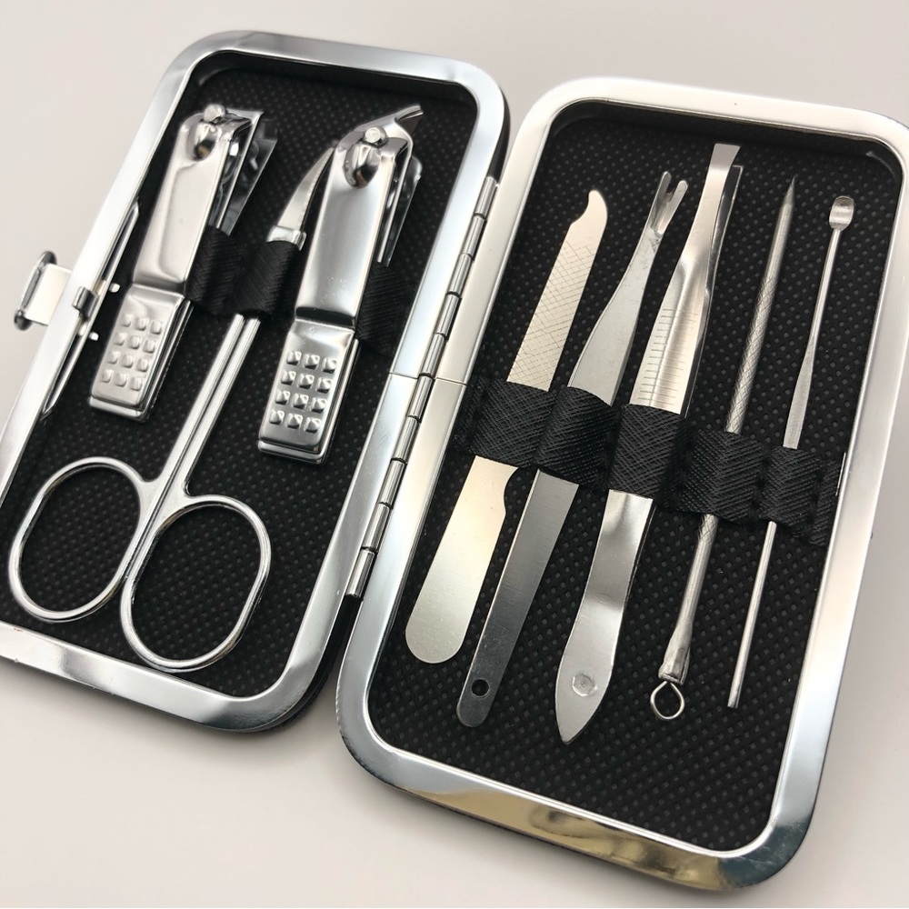 9 pc Travel Mani Pedi Care Kit Pimple/Blackhead Remover Cuticle Cutter File